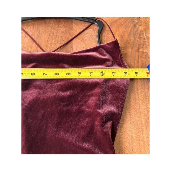 Abercrombie & Fitch Small Bodysuit Purple Velour Spaghetti Crossback Slouch Neck - Picture 5 of 6